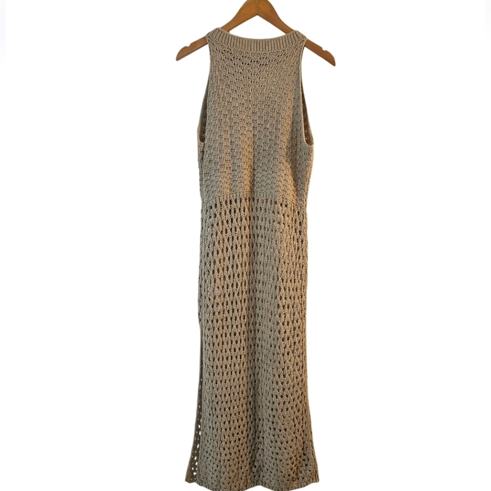 Crochet Cover Up Beach Hollow Out Sleeveless Bikini Swimsuit Side Split Dress - Picture 14 of 16